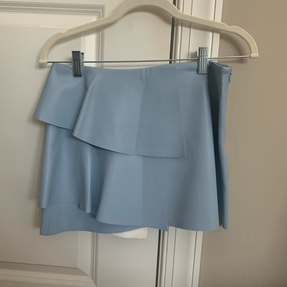 Zara ruffle leather skirt